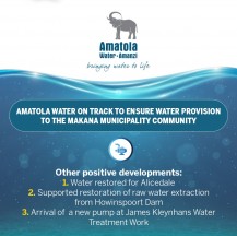 AMATOLA WATER ON TRACK TO ENSURE WATER PROVISION TO THE MAKANA MUNICIPALITY COMMUNITY