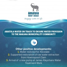 AMATOLA WATER ON TRACK TO ENSURE WATER PROVISION TO THE MAKANA MUNICIPALITY COMMUNITY